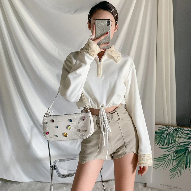 

Женский Повседневный Топ на молнии с лацканами из овечьей шерсти