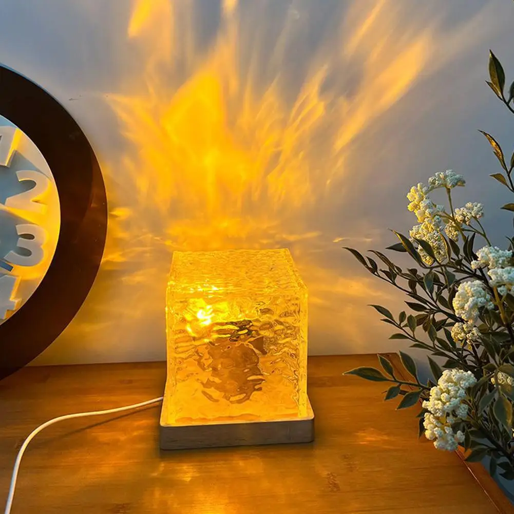 

1 Pcs Led Diamond Flame Table Lamp Crystal Creative Projection Lamps Atmosphere Night Lights For Bar Hotel Decoration