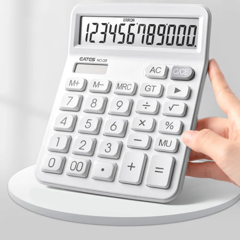 Simple Business Calculator 12-digit Display Large Screen Dual Power Supply Calculator Student Accounting Desktop Calculator