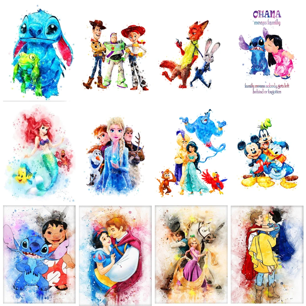 

5D DIY Watercolor Diamond Painting Cartoon Disney Princess Lion Stitch Full Drill Embroidery Mosaic Cross Stitch Kits Home Decor