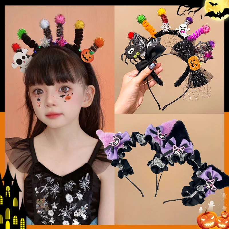 

Halloween Sanrio Kuromi Hair Clips Kids Quirky Hair Accessories Cute Plush Dress Up Girl Headdress Cosplay Decoration Props Gift