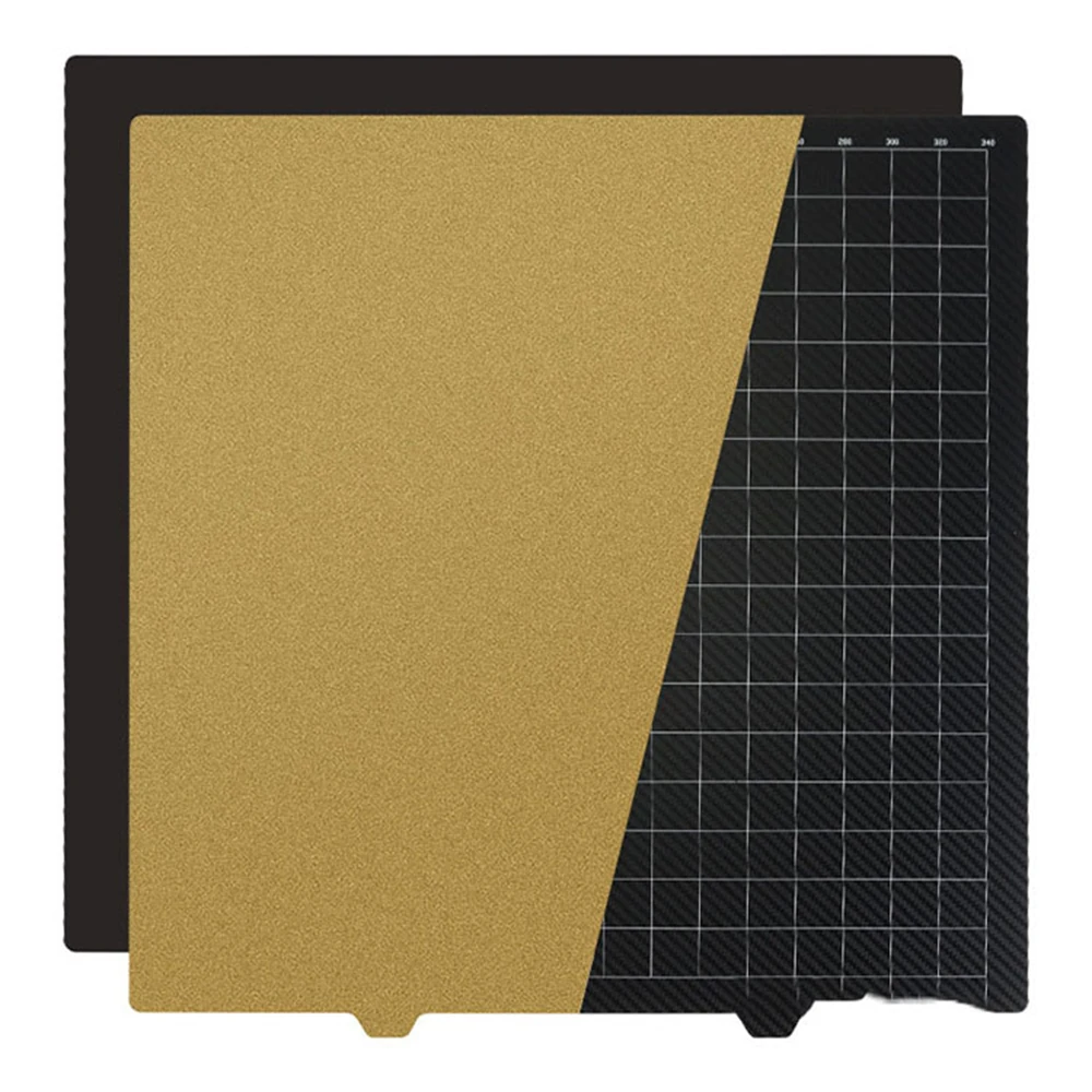 377x370mm Steel Plate 3D Printer Accessories, Powder Gold & Carbon Fiber Printer Steel Plate