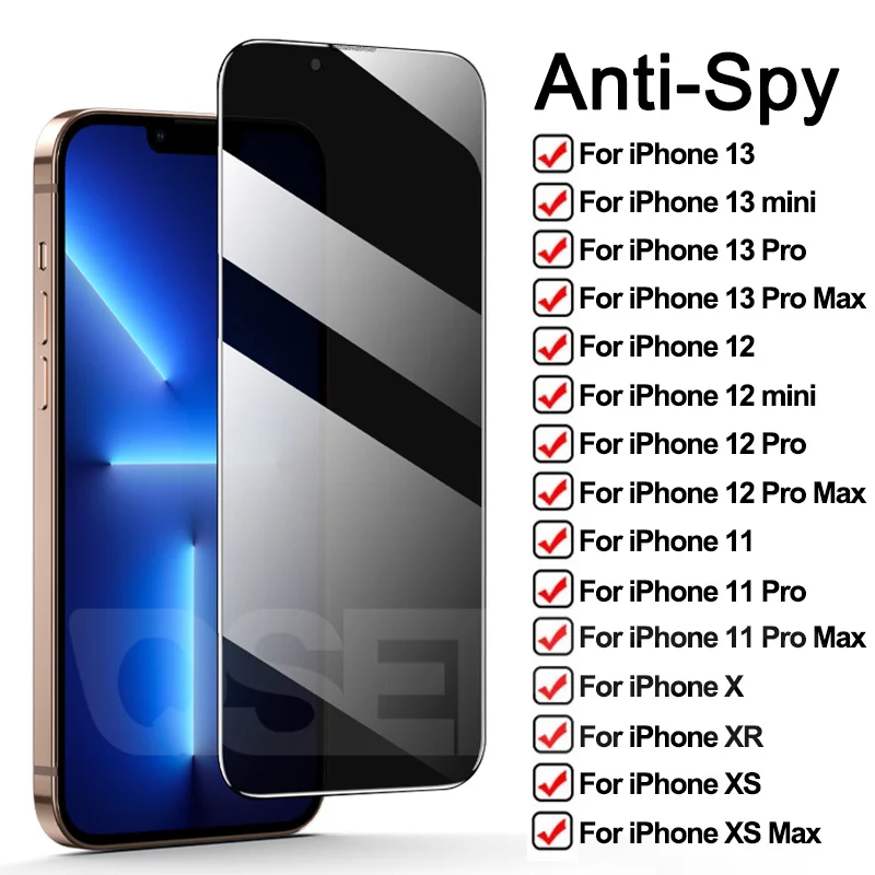 

999D Anti Spy Tempered Glass For iPhone 13 12 mini 11 Pro XS Max X XR Privacy Screen protector iPhone 7 8 6 6S Plus 5S SE Glass