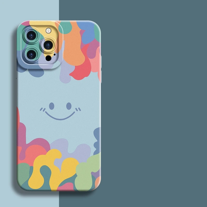 Цветной жидкий силиконовый чехол для телефона Skin Touch Feel Simile Design для iPhone 17Air 16, 15, 14, 13, 12, 11 Plus Pro Max, мягкий ТПУ (art.: 3920d1928fda9) - 3920d1928fda9