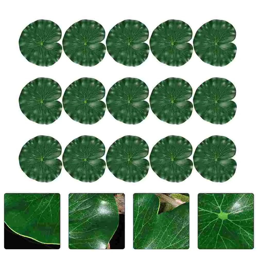 

15 Pcs Greenery Decor Simulated Lotus Leaf Faux Foliage Pool Leaves Water Lily 18X18CM Eva Floating