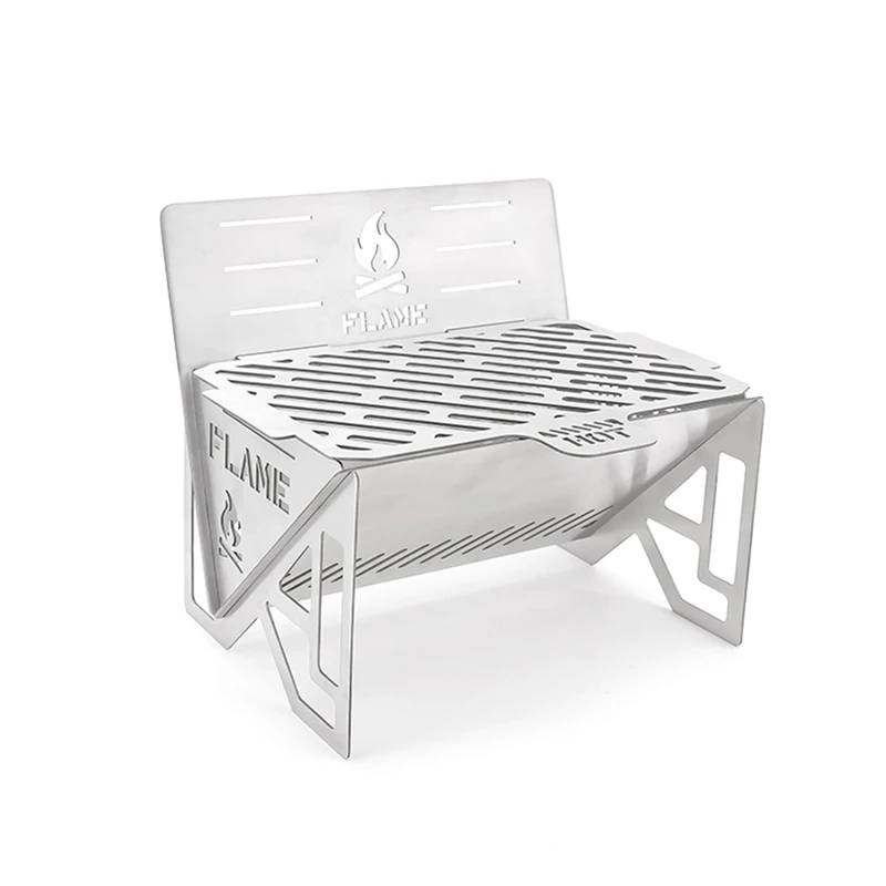 

Portable Charcoal Grill Folding Campfire Grill Folding Stainless Steel Grate For Fire Pit Grill Campfire Cooking
