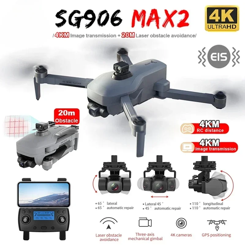 

HJ RC Quadcopter 4K Professional HD Camera Drone Laser Obstacle Avoidance 3-Axis Gimbal 5G WiFi SG906 Max2 FPV DronToy