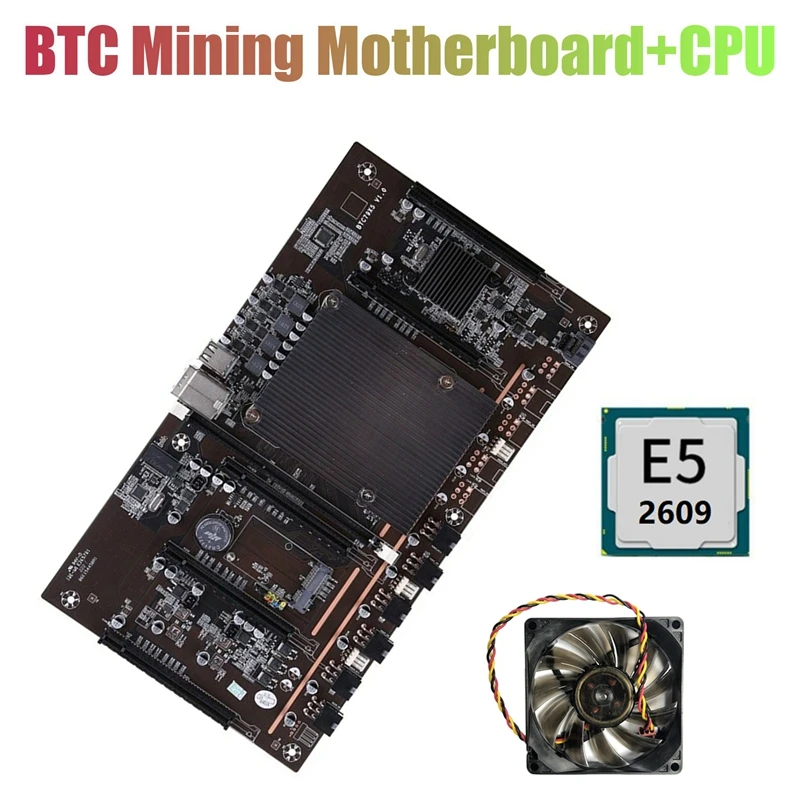 

H61 X79 BTC Miner Motherboard with E5 2609 CPU+Cooling Fan LGA 2011 Supports 32G DDR3 Support 3060 3080 Graphics Card