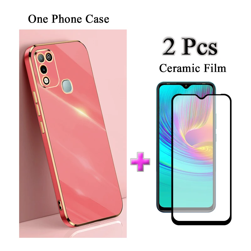 2 в 1 чехол с покрытием для Infinix Hot 9 Play 10 11 двумя изогнутыми керамическими экранами