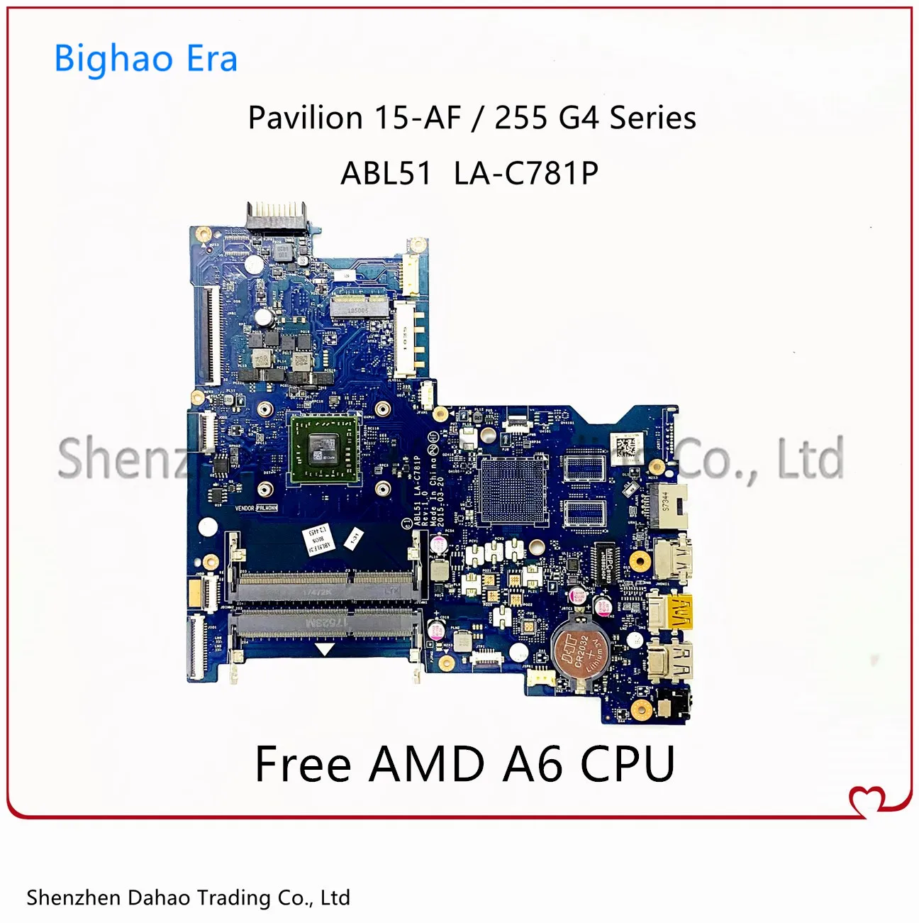 

ABL51 LA-C781P For HP Pavilion 15-AF 255 G4 Laptop Motherboard Mainboard With AMD A6 CPU 827705-501 813967-001 813967-601 Tested