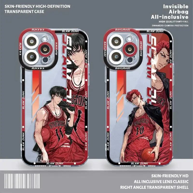 

Anime Slam Dunk Sakuragi Rukawa Clear Phone Case For Apple iPhone 14 13 12 11 Pro Max 13 12 Mini XS Max XR X 7 8 6 6S Plus Cover