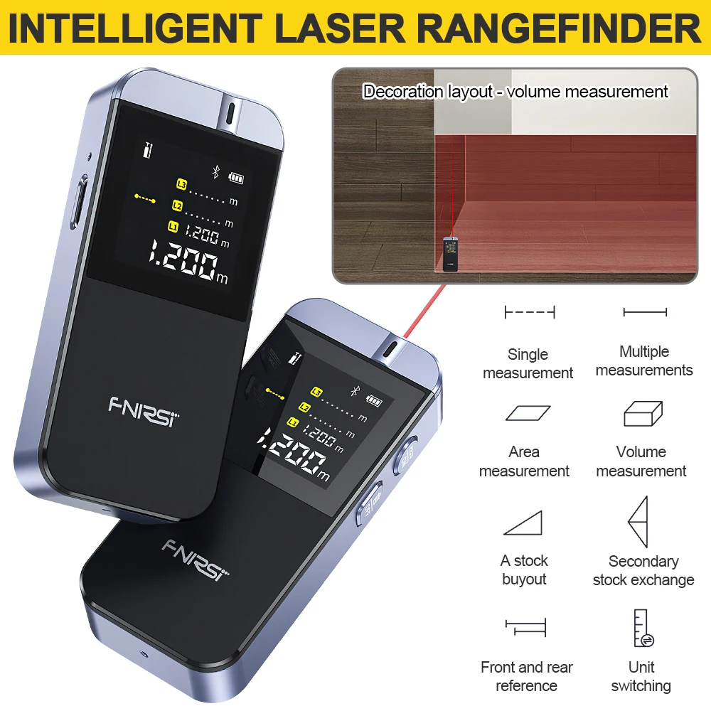 

Умный лазерный измеритель расстояния 40 м, точечная рулетка, цифровое расстояние с ЖК-дисплеем, лазерный дальномер с точностью измерения M/ft/...