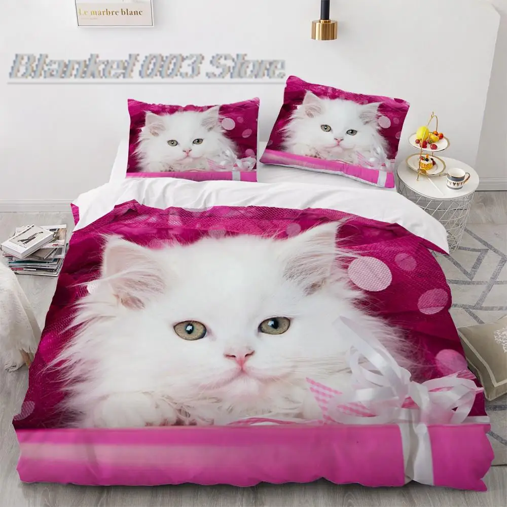 

3D Bedding Sets Red Duvet Quilt Cover Set Comforter Bed Linen Pillowcase King Queen 173*230cm Size Dogs Pet Dog Cat Design