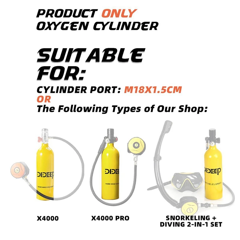 DIDEEP 1л цилиндр для подводного плавания мини-кислородный бак респиратор дайвинга