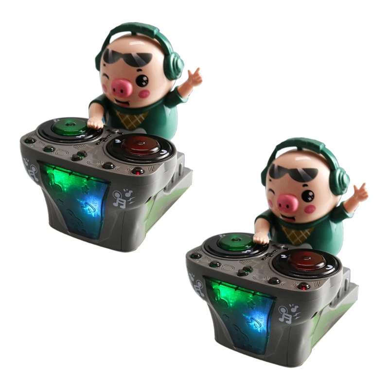 

2X DJ Music Electric Pig Toys Music Dancing Pig With Colorful Flashing Lights Electronic Robot Pig Toy Gift For Kids