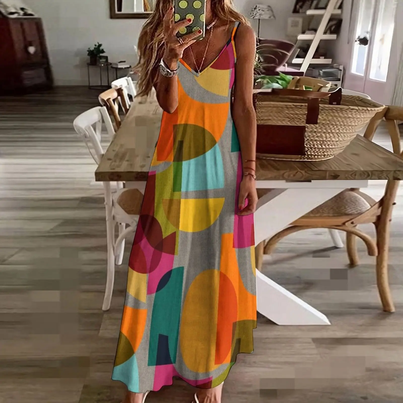 Длинное платье без рукавов Mid Century Kaleidoscope вечернее женское