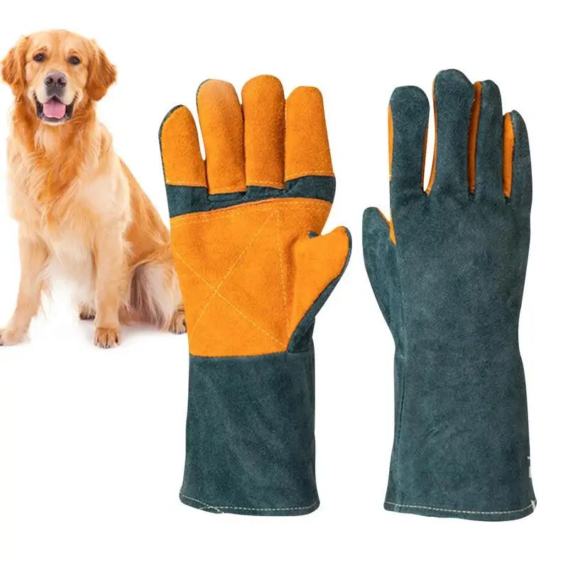 

Кожаные перчатки для груминга домашних животных, многофункциональные перчатки против укусов, защита от проколов и царапин, поклевки собак