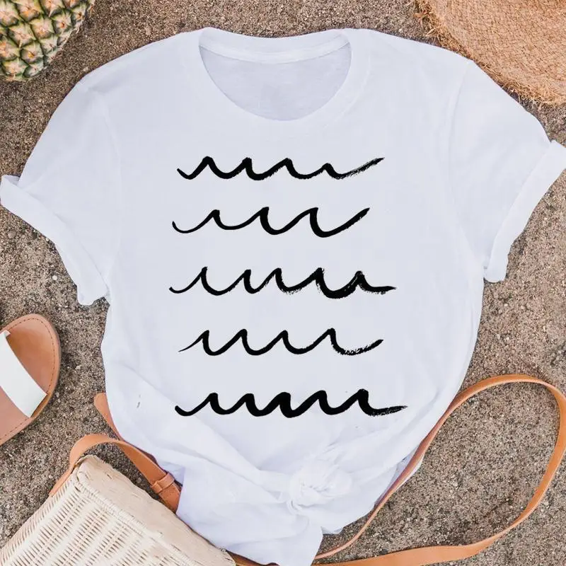 

Tee Shirt Fashion Wave Striped Summer Spring Clothes Short Sleeve T Women Casual Tshirt Top Female Lady Graphic T-shirts