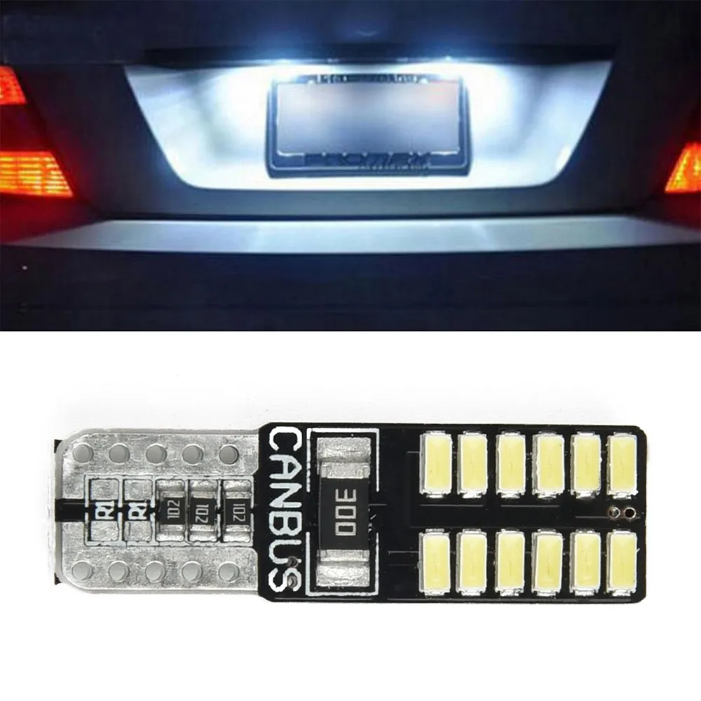 

10 шт., Автомобильные Боковые лампы T10 24SMD, 2,4 к, 6500 лм