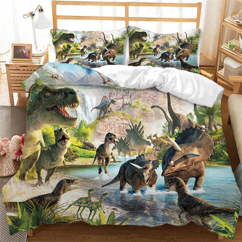 

Dinosaur Duvet Cover Twin Microfiber 3D Animal Comforter Cover Jurassic World Park Dinosaur Bedding Set For Kids Teens Boys Room