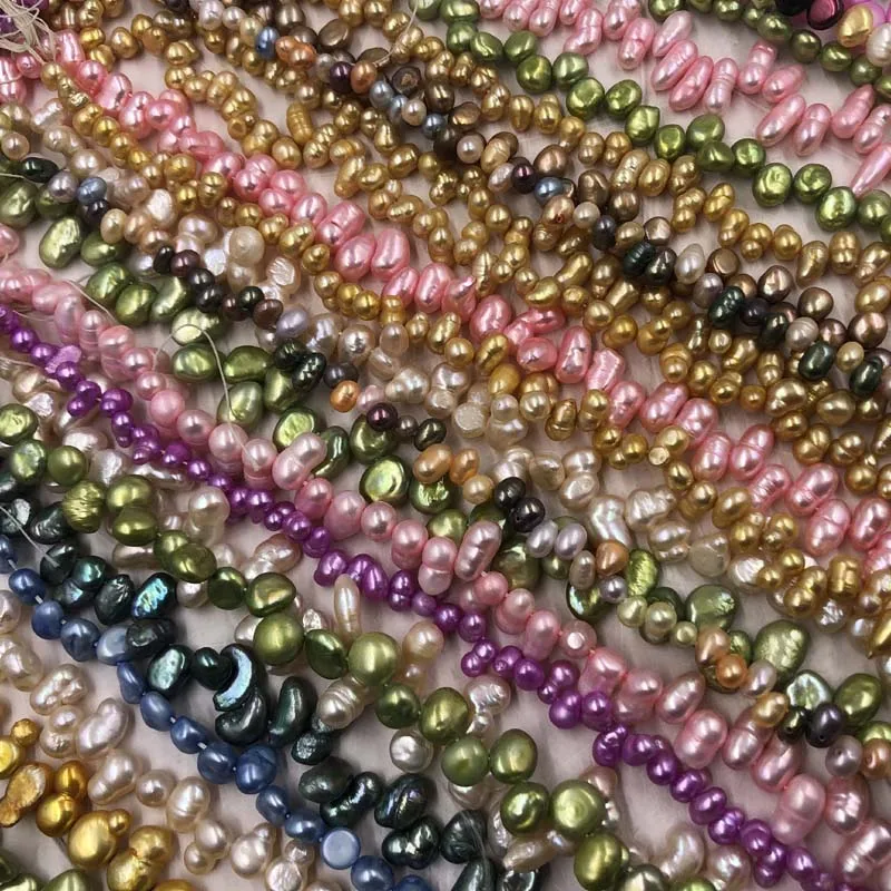 ELEISPL Wholesale 20  Strands Mixed Real Freshwater Multi-colours Pearls Loose Strings 4-8mm Beads  #22000469