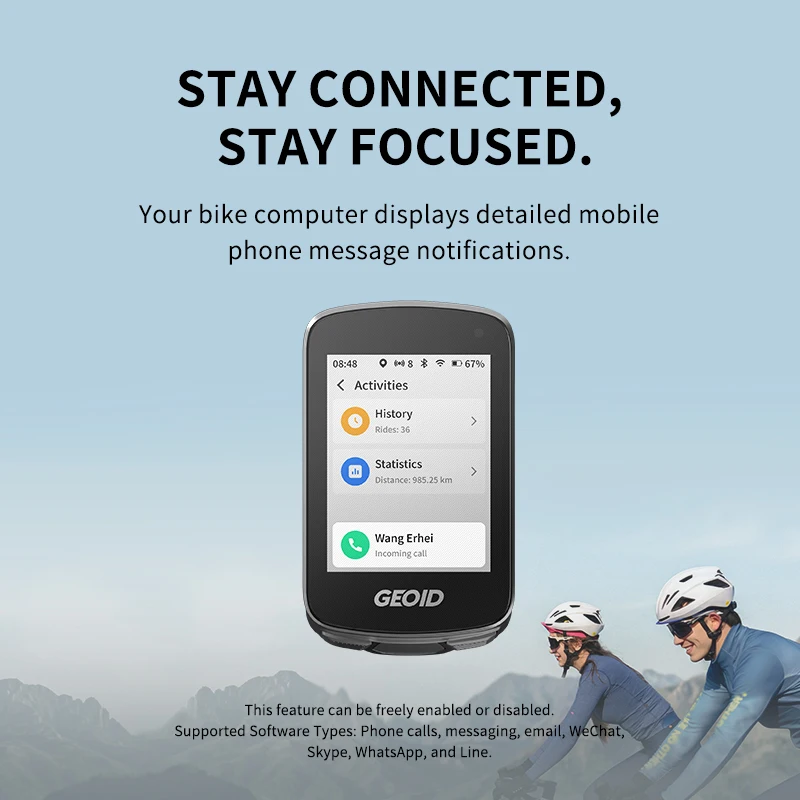 Фото Велокомпьютер GEOID CC700 Pro с 2,8-дюймовым сенсорным экраном, GPS-спидометр, навигация по глобальным картам, одометр для велоспорта, совместимость с Strava №3