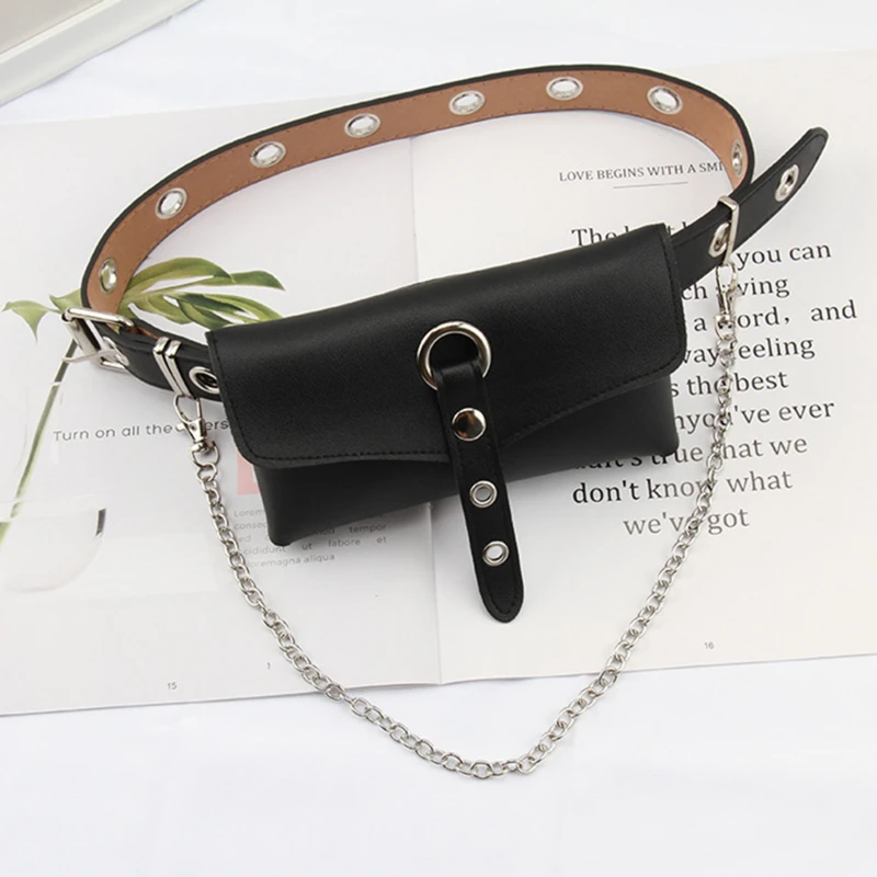 Pu Leather Waist Bag Belt Bag Women Crossbody Waist Bags With Belt Chain Mobile Phone Bag Purse Clutch