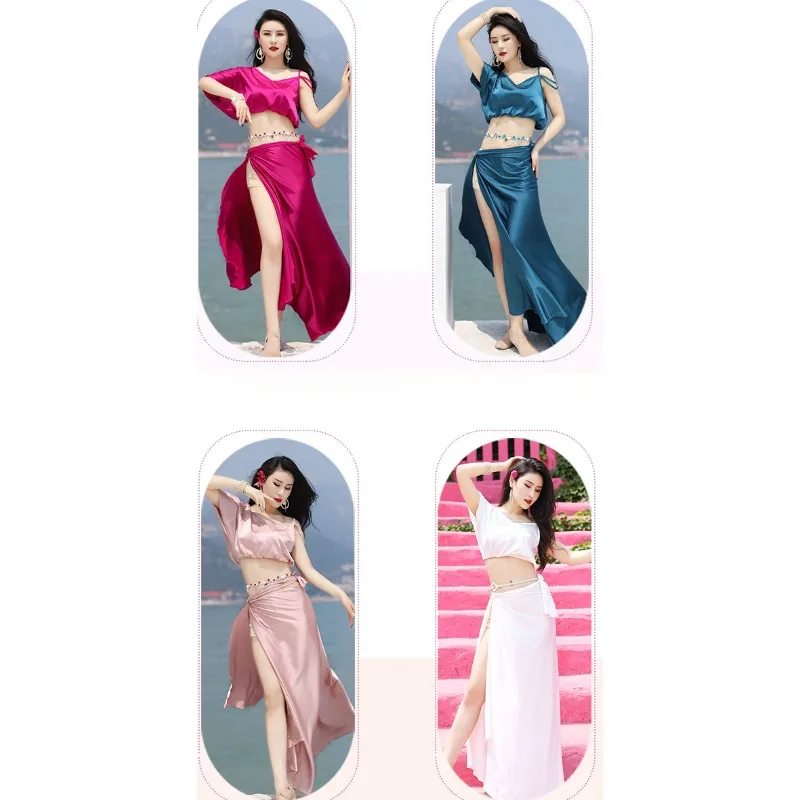 Женский костюм для танца живота выступления в восточном стиле из блестящих