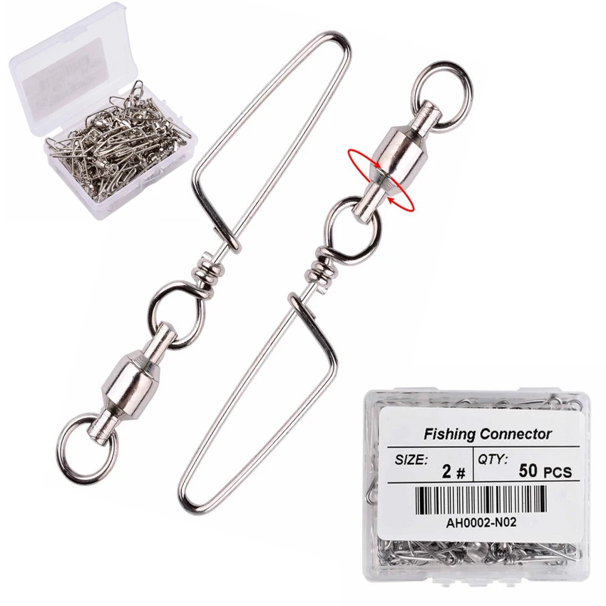 

50pcs Fishing Swivels Connector Ball Bearing Rolling Swivel 0#-6# for Fishhook Lure Carp Fishing Accessories