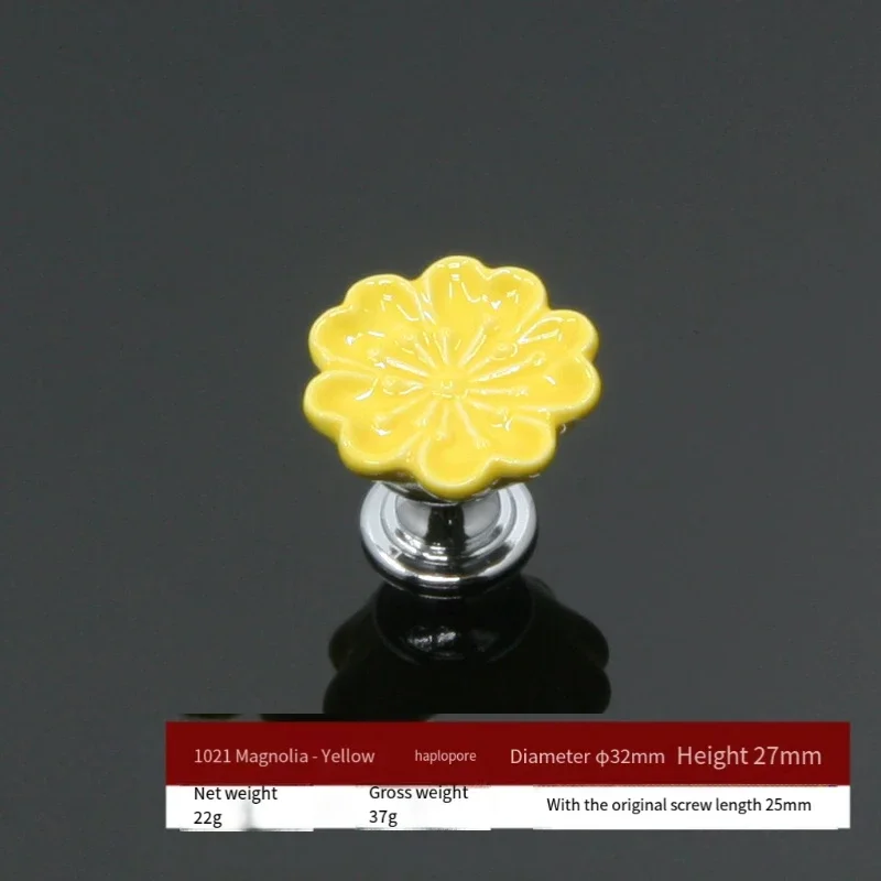 20254 Керамическая ручка с мультяшным рисунком в европейском стиле, орхидея, сад, круглая черно-белая ручка для ящика с одним отверстием, дверная ручка шкафа