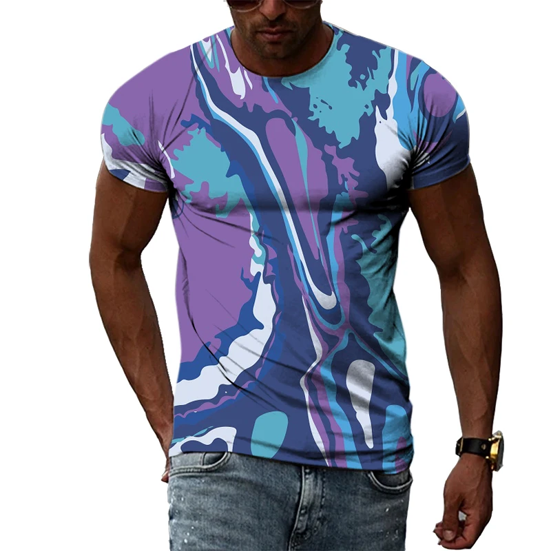 

Spring and summer creative painting pattern men's big T-shirt 3D printing trend fashion round neck personalized short sleeves