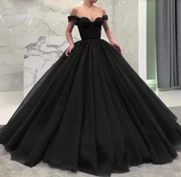 gothic black wedding dresses princess 2022 ball gown off the shoulder lace up satin organza vestidos de noiva robe mariee