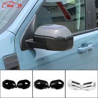 for ford maverick 2022 gloss black carbon fiber style car rearview mirror cover side rear view cap shell trim exterior accessory