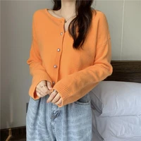 women casual cropped sweaters 6 colors all match spring slim comfortable o neck chic cardigan ulzzang female soft streetwear new