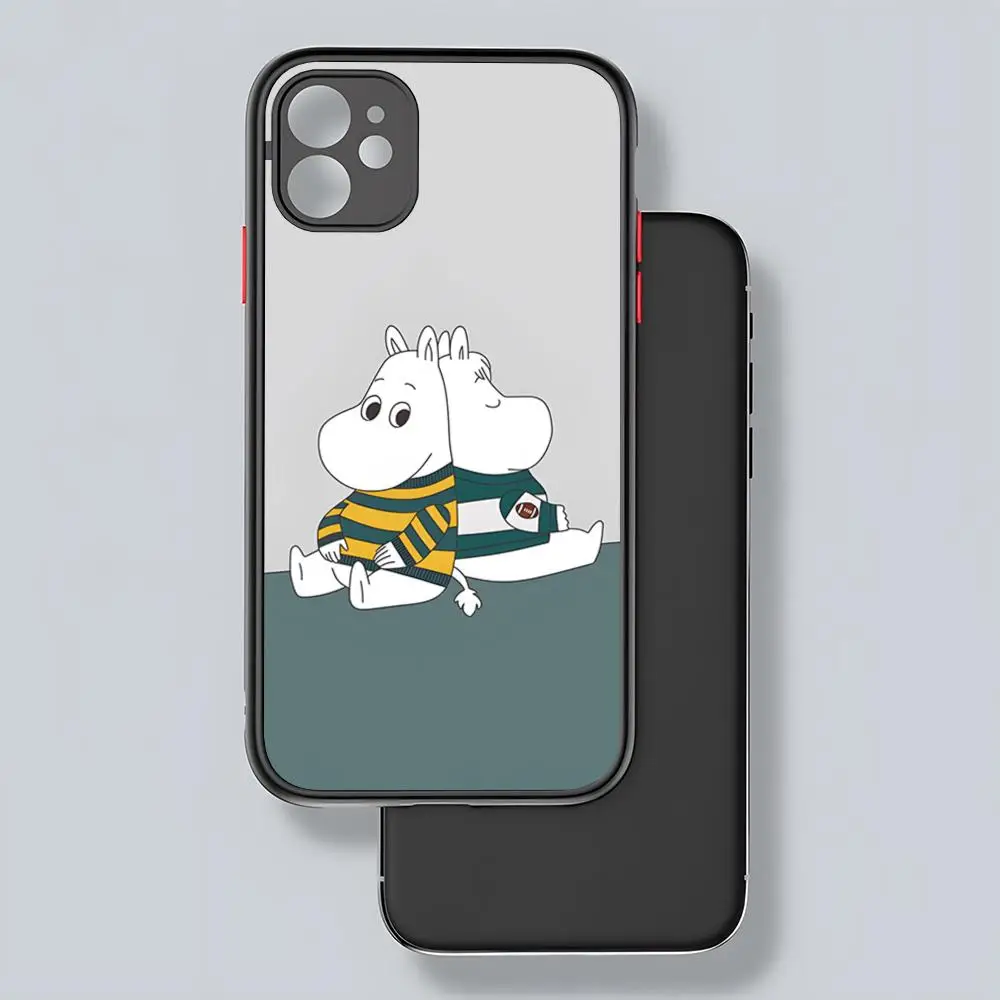 Anime M-Moomin-Hippo Phone Case Matte Transparent For 16 15 IPhone 12 11 13 Pro Max X XR 8 Plus Back Cover