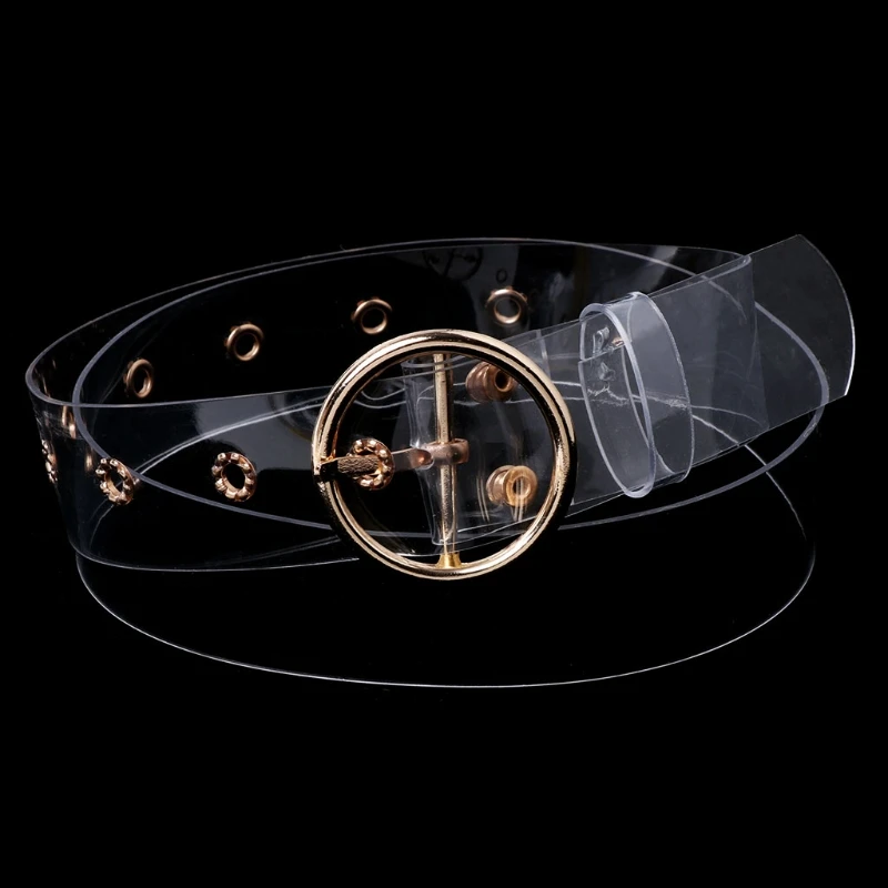 

Women Transparent Wide Belt Pin Belt Buckle Invisible Clear Waist Belt Fashion