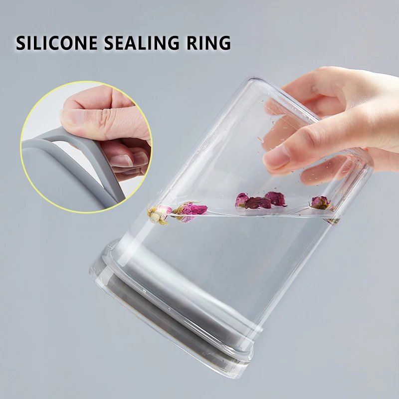 

Transparent Sealed Storage Box Kitchen Food Grain Containers Square Sealed Jar Nut Snack Storage Tank Airtight Pantry