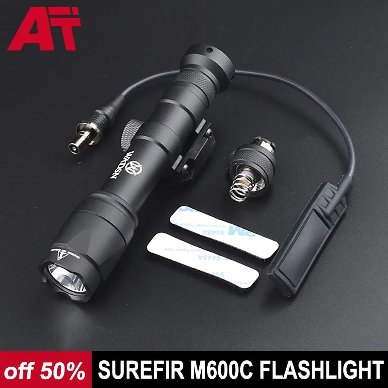 

Airsoft Surefir M600 M600C Tactical Flashlight WADSN Hunting Weapon Gun Scout Light 600 Lumens White LED Lano Fit 20mm Gun Rail
