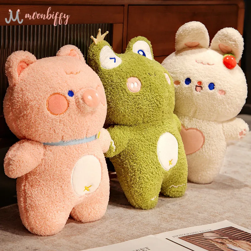 

40cm Cute Cartoon Stuffed Animals Pig Frog Panda Rabbit Plush Toys Pillow Kawaii Soft Doll Kids Plushie Doll Girls Gift