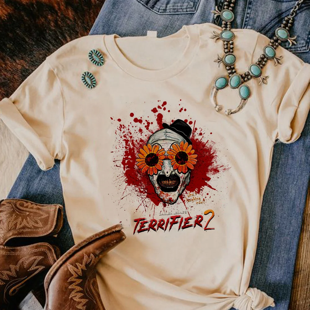 

Terrifier Tee women summer manga graphic top girl comic Japanese harajuku clothes