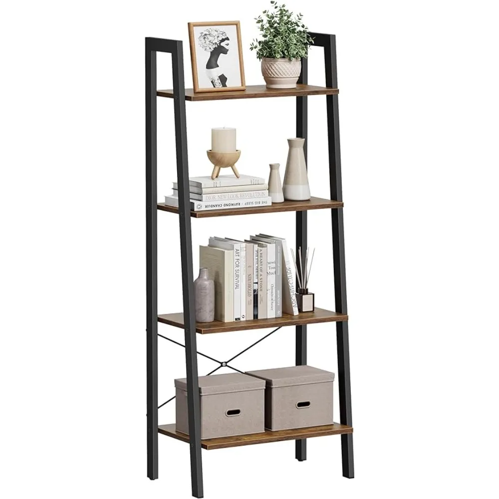 

VASAGLE Ladder Shelf, 4-Tier Bookshelf, Storage Rack, Bookcase with Steel Frame, for Living Room, Home Office, Kitchen, Bedroom