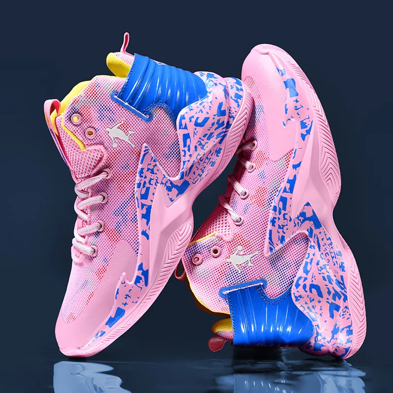 Brand Hot Sale Basketball Shoes Men Fashion Pink High top Sneakers Men Platform Trainers Shoes Anti-slip Men Basketball Sneakers