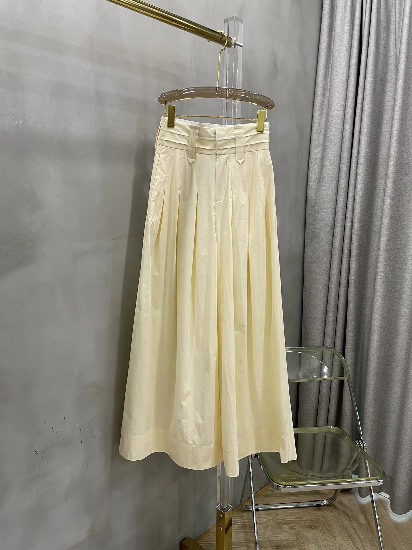

2023 early autumn new style folding waist wide leg pants lazy casual pants to wear up advanced and fashionable