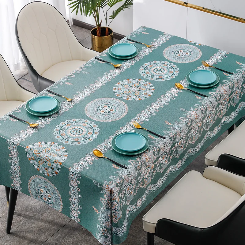 

European style waterproof tablecloth PVC plastic printed festival Decor table cover oilcloth 4/6/8 seat table cloth protector