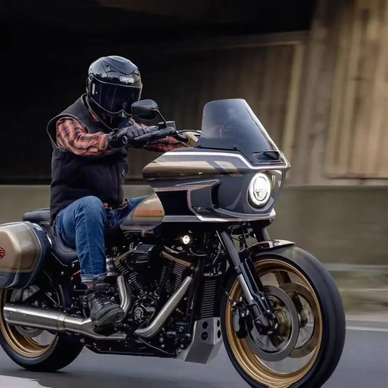Фото Ветровое стекло для мотоцикла Harley-LOW RIDER ST, ветроотражатели, модификация, увеличенное ветровое стекло, высокий солнцезащитный козырек, защита груди №3