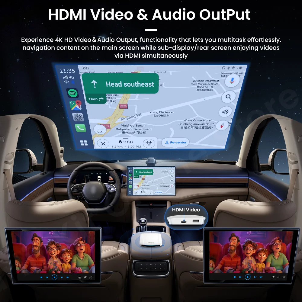 Carlinkit Android 13 Ai Box SDM660 UHD CarPlay Auto Беспроводной выход HDMI Поддержка Netflix YouTube IPTV HBO Max Disney+