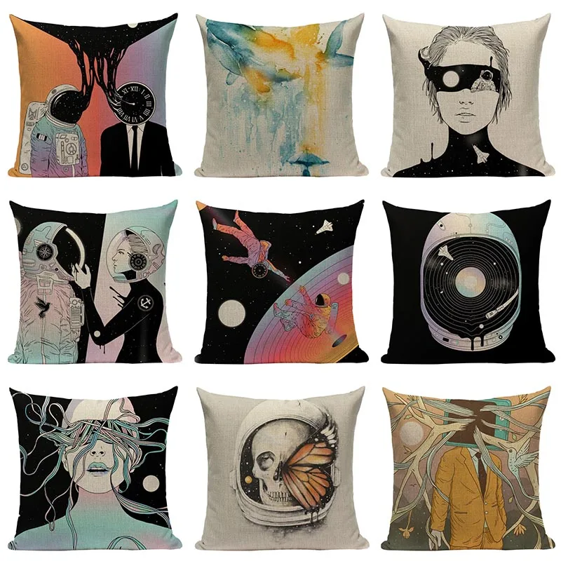 

Creativity Humanity Art Printed Pillowcases Abstract Cushion Cover Decorative PillowCover For Sofa Chair Cushion Pouf Home Decor