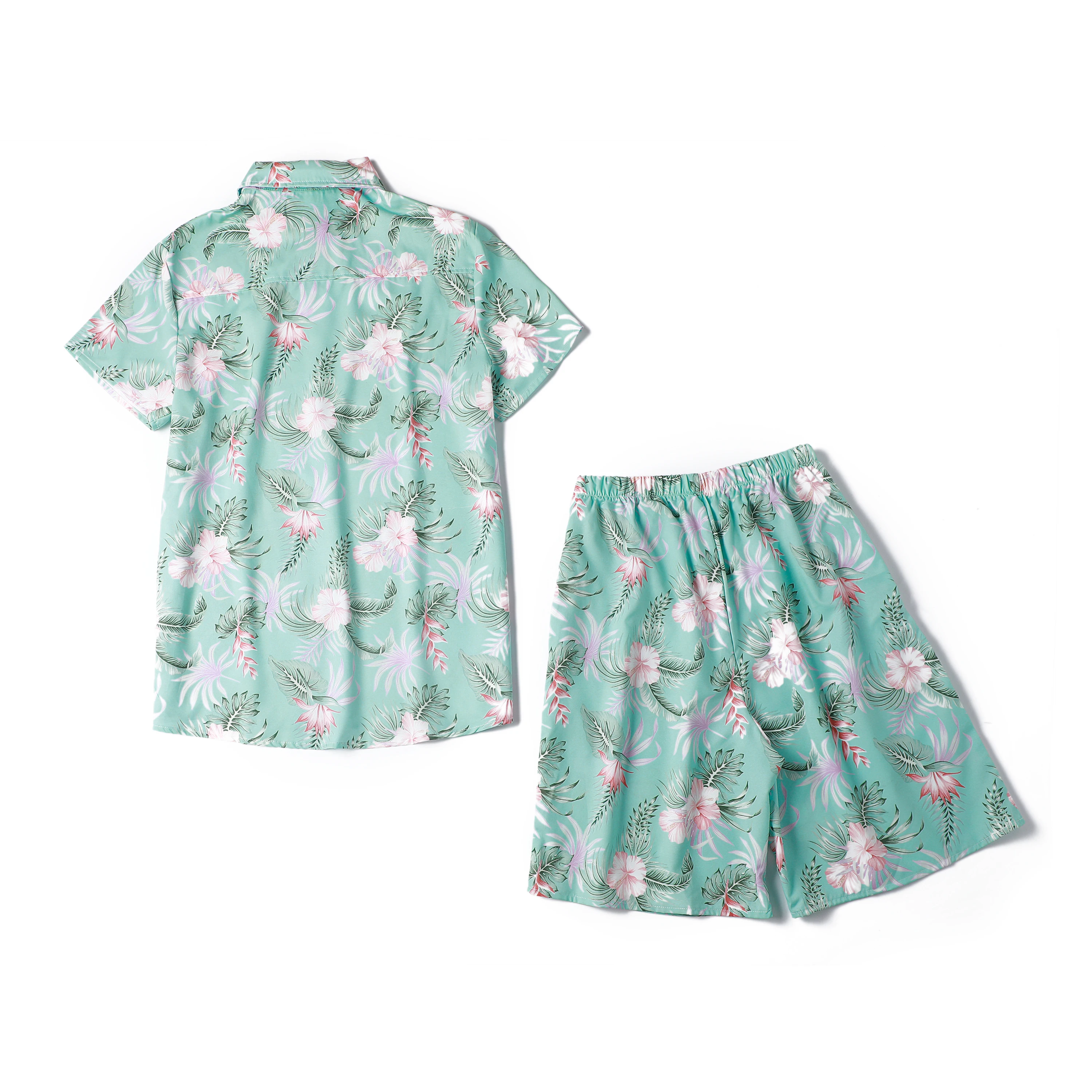 2023 Summer Beach Style Loose Shirt Hawaii Casual Suit Men's Printed 2 Piece Set