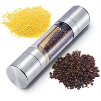 2in1 salt pepper grinders stainless steel ceramic spice mills double head manual mill tool portable kitchen cooking accessories