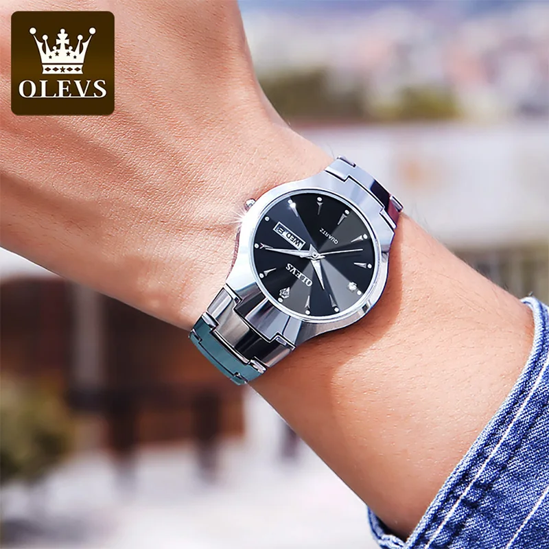 OLEVS 2022 New Fashion Casual Quartz Ladies Imported Movement Tungsten Steel Strap 30M Waterproof Dual Calendar Watches 8697